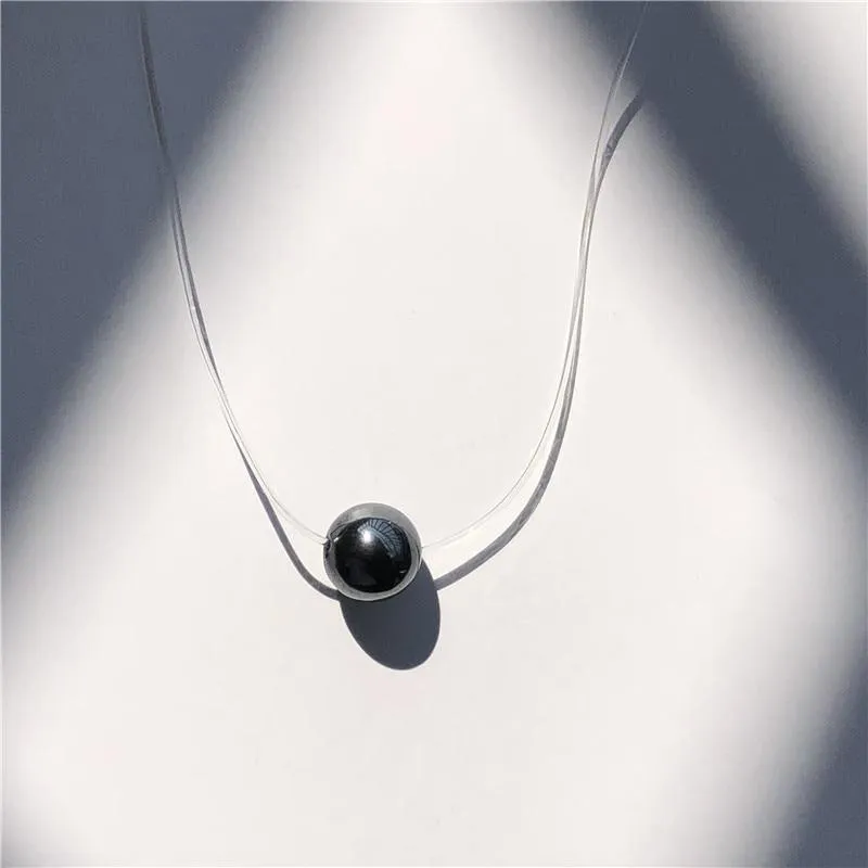 Pearl Crystal Zircon Necklace Invisible Transparent Fishing Line For Women Luxury Jewelry Perfect Gift For Girls Cool Style