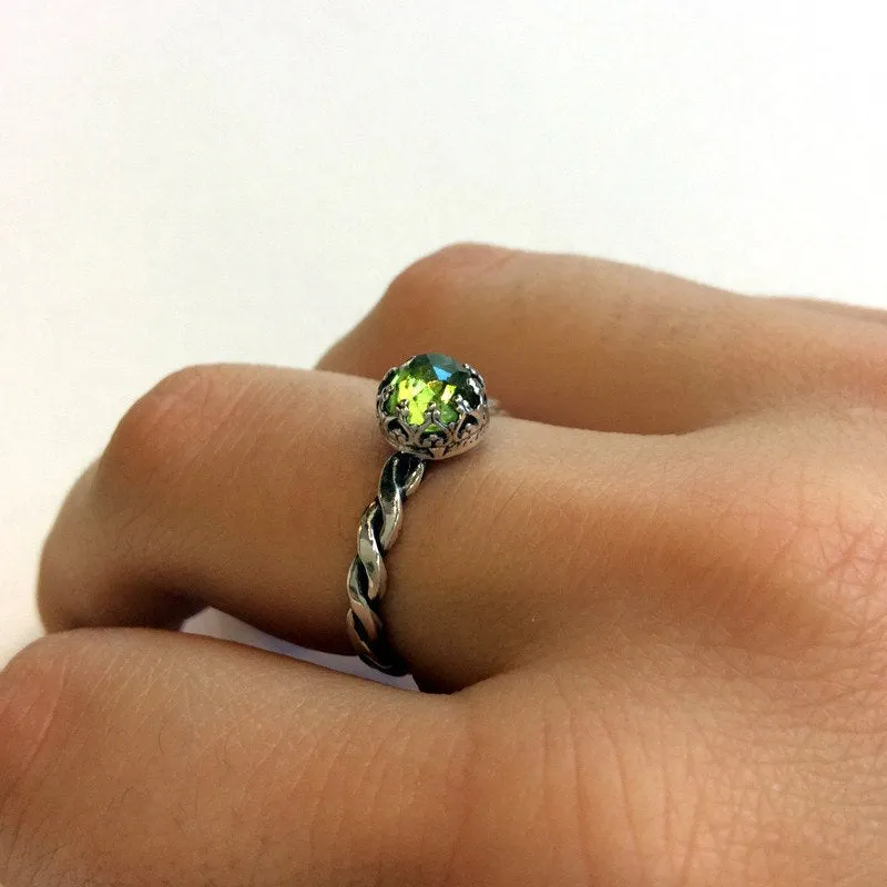 Peridot Green Sterling Silver Ring - Our Dream.