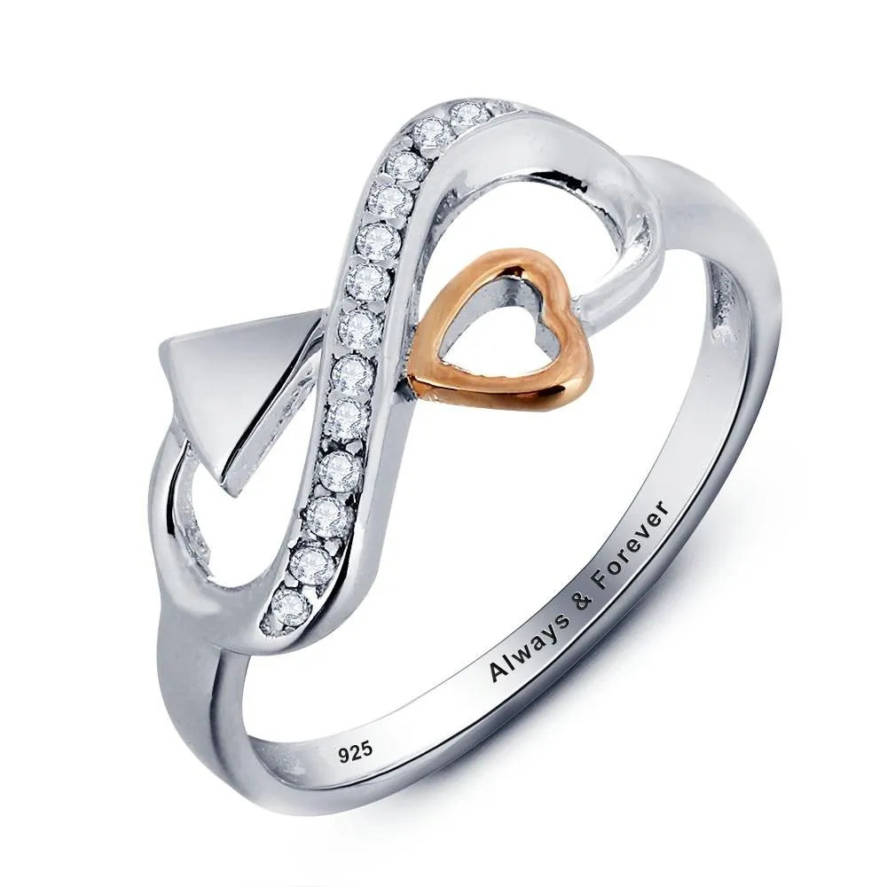 Personalized 925 Sterling Silver Heart Arrow Rings for Women, Fashion Jewelry Gift