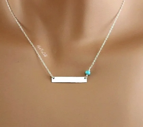 Personalized Bar Initial Necklace and Birthstone