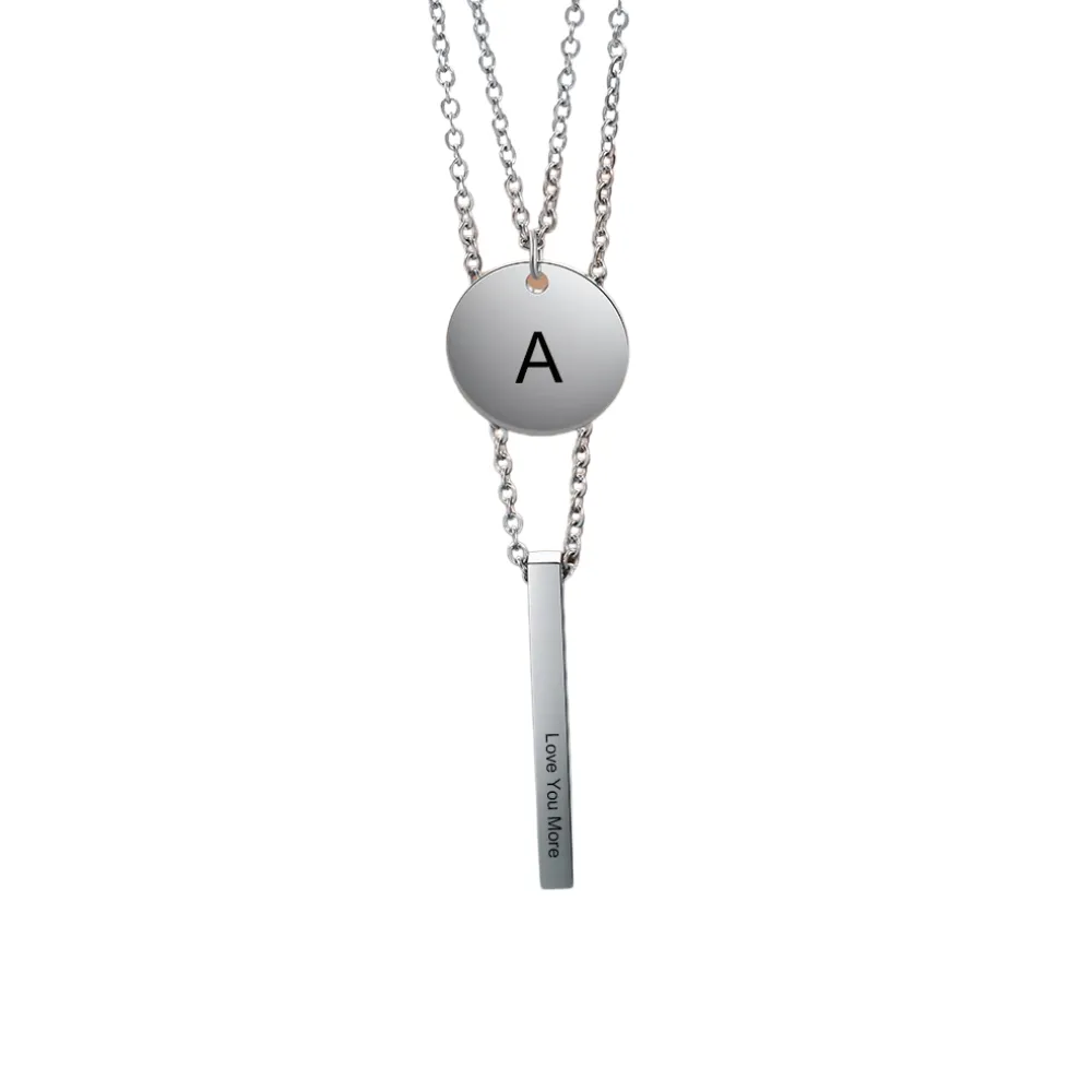 Personalized Initial Vertical Bar Necklace
