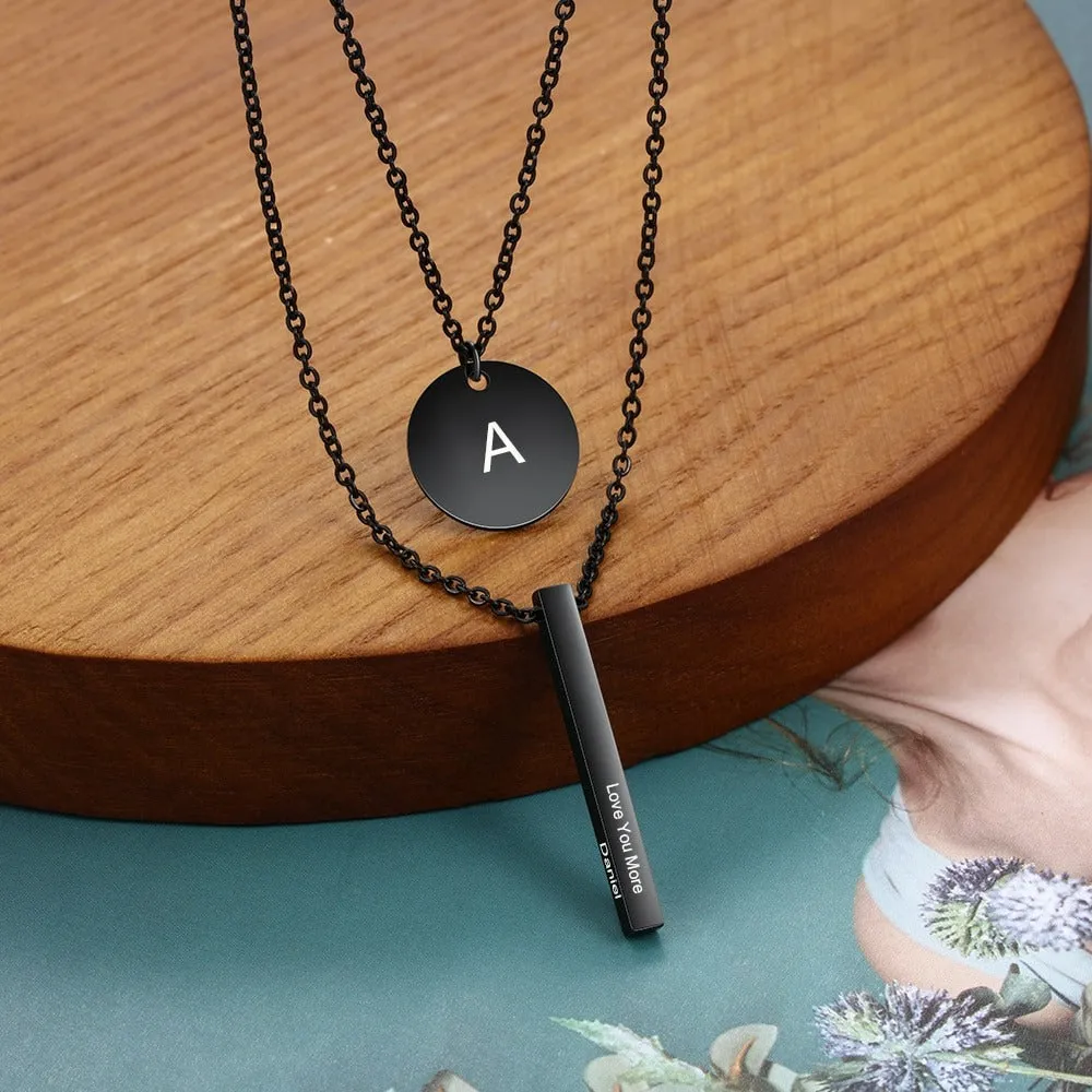 Personalized Initial Vertical Bar Necklace