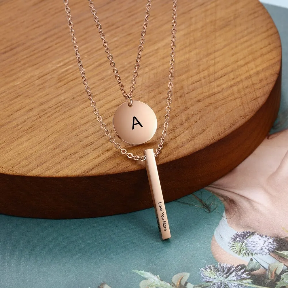 Personalized Initial Vertical Bar Necklace