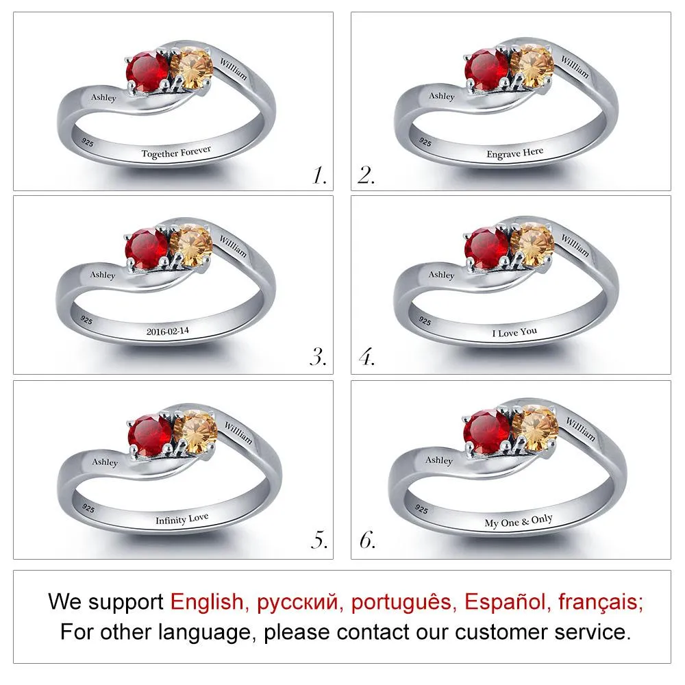 Personalized Love Promise Ring Simple 925 Sterling Silver Cubic Zirconia Ring Valentine's Day Gift