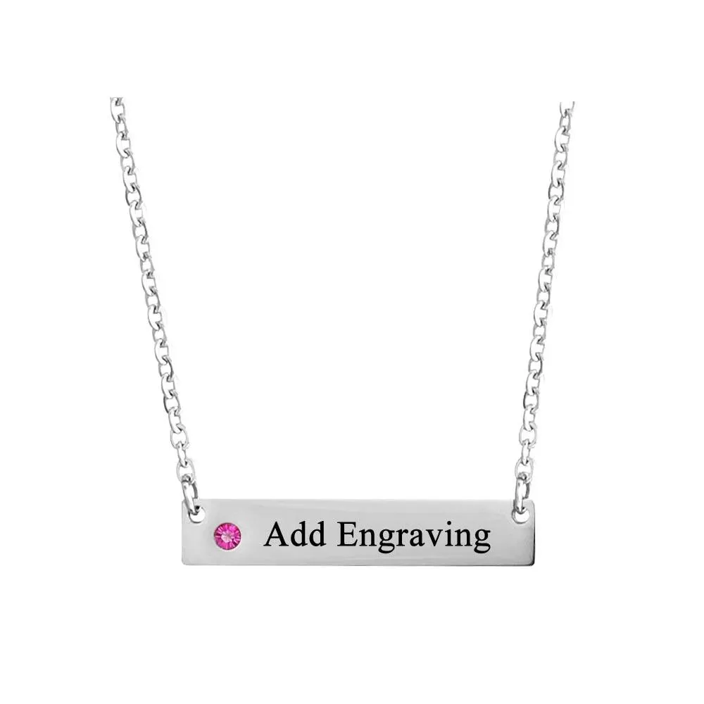 Personalized Name Bar Necklace for Women, Customized Nameplate & Birthstone Pendant, Perfect Birthday Gift