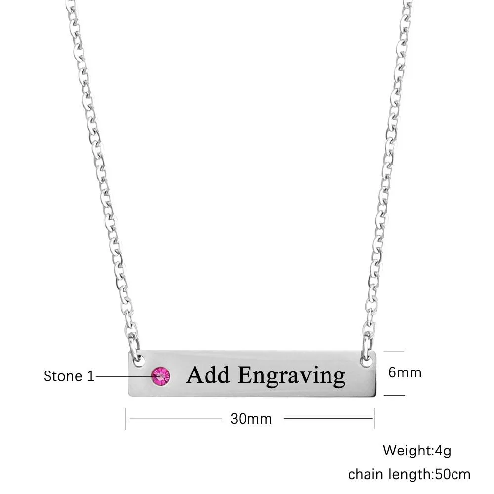 Personalized Name Bar Necklace for Women, Customized Nameplate & Birthstone Pendant, Perfect Birthday Gift