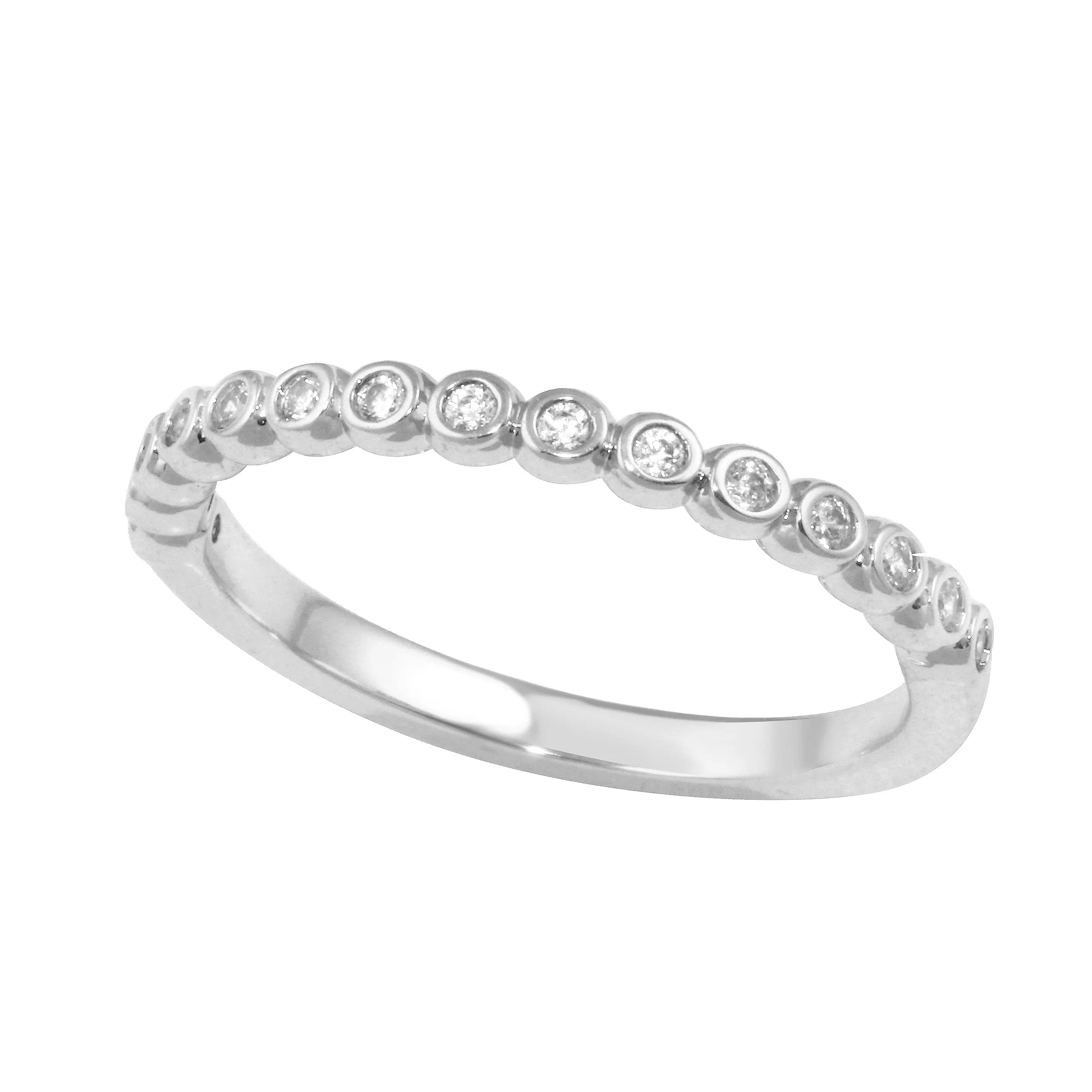 Petite Bezel Half Eternity Round Diamond Wedding Band