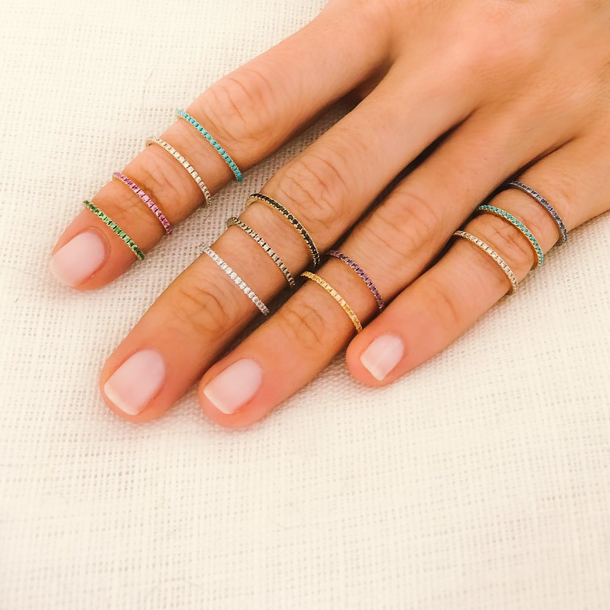 Petite Eternity Bands in Tsavorite
