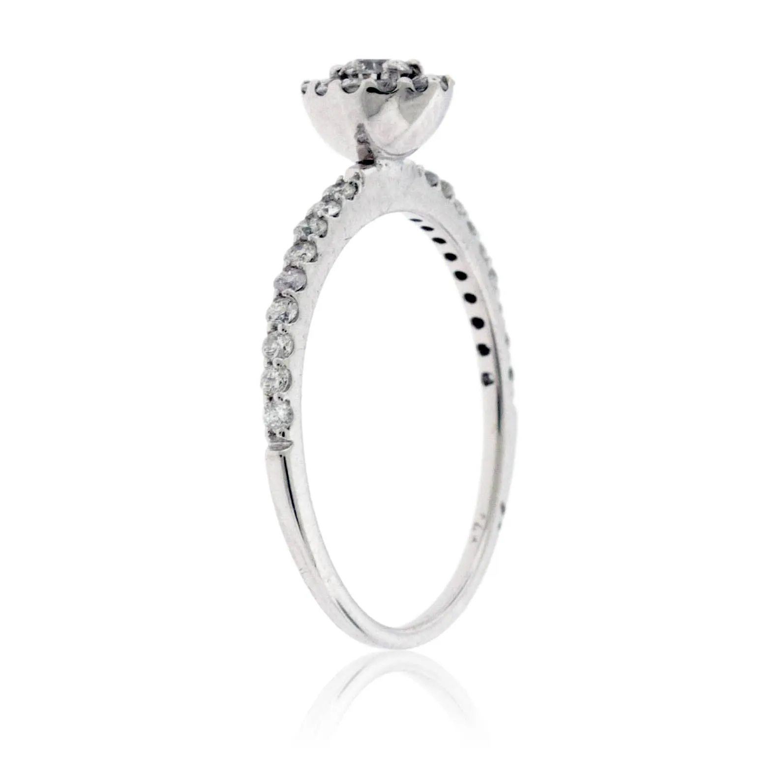 Petite Round Diamond with Diamond Halo Engagement Ring