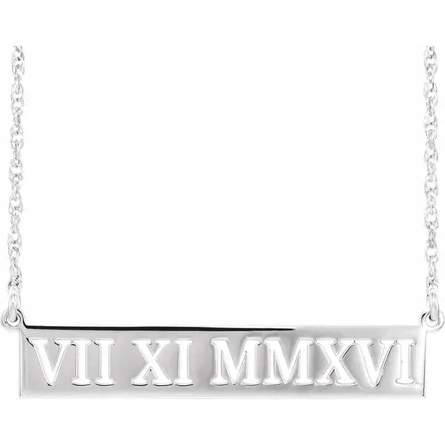 Pierced Roman Numeral Date Necklace - Special Order