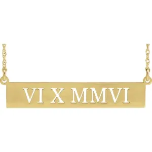 Pierced Roman Numeral Date Necklace - Special Order
