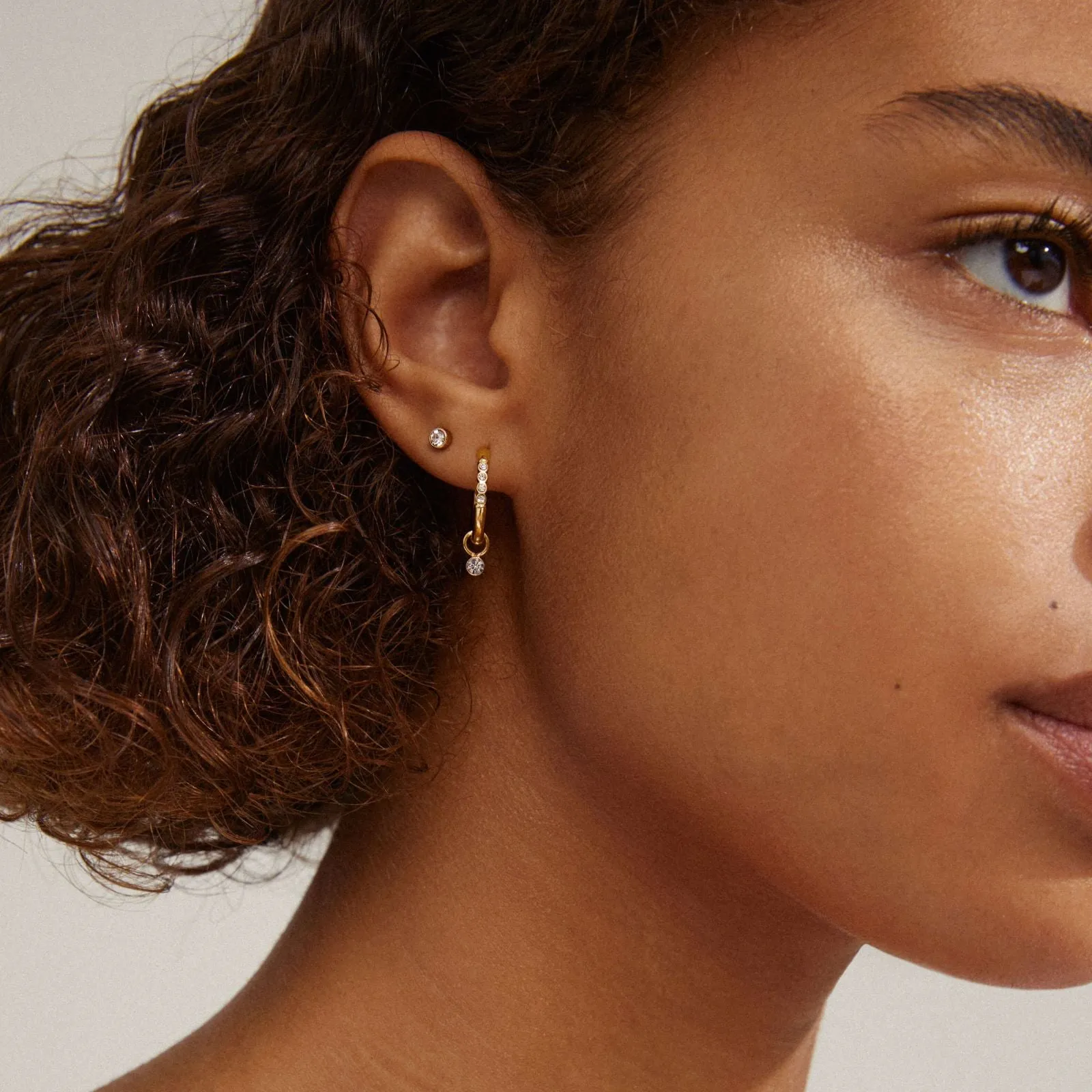 Pilgrim Elna Gold Crystal Hoop & Stud Earring Set