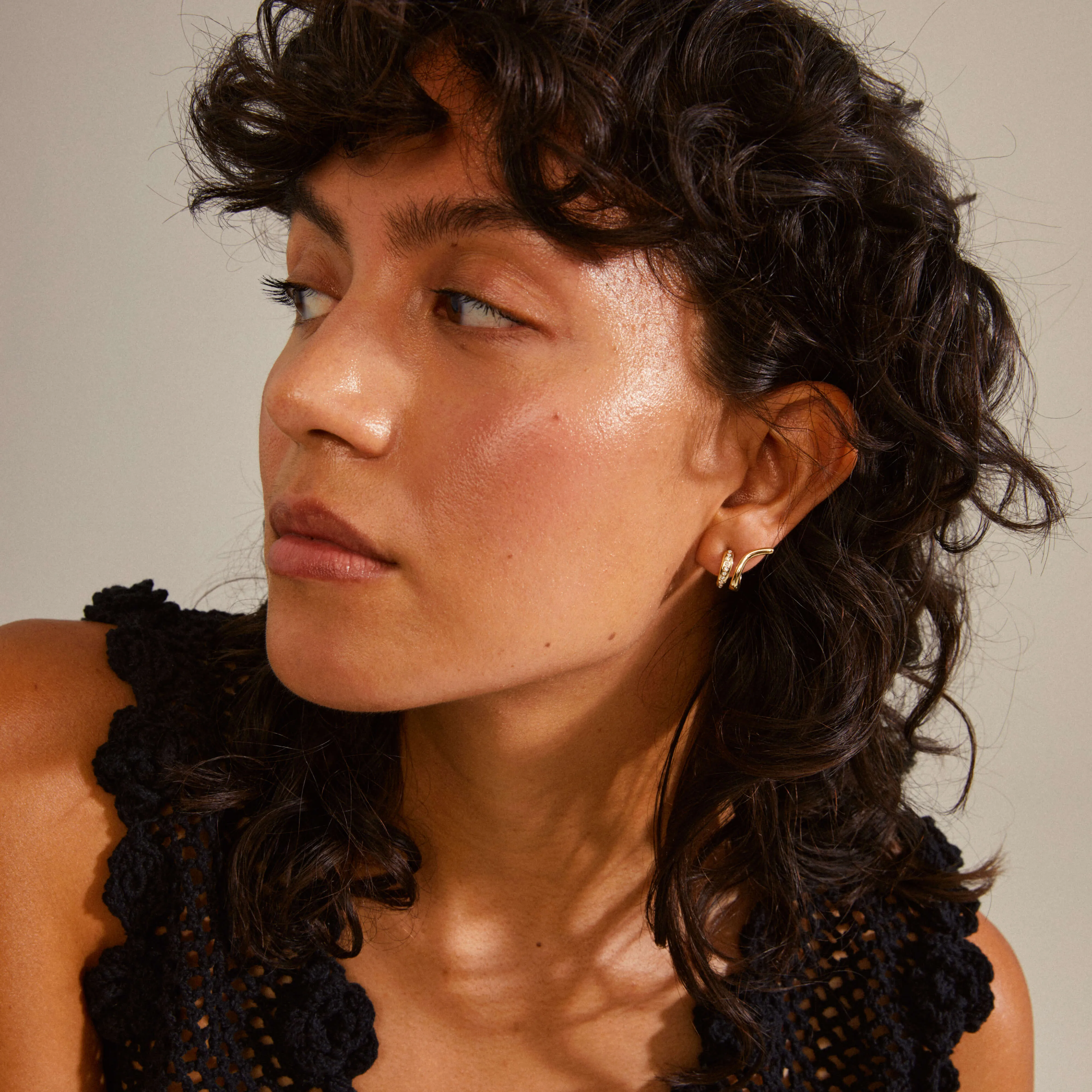Pilgrim Nadine Gold Small Crystal Hoop Earrings