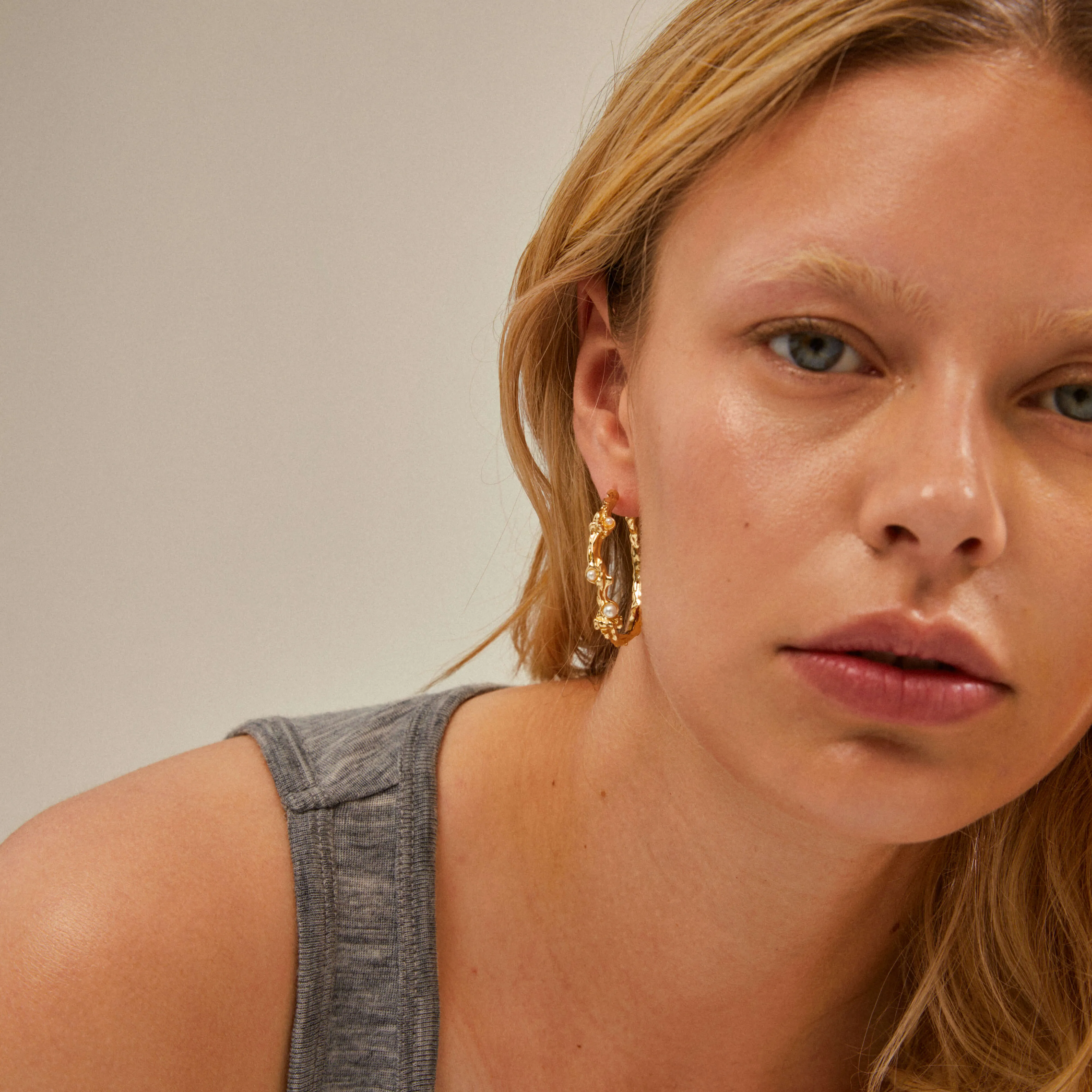 Pilgrim Raelynn Gold Pearl Hoop Earrings