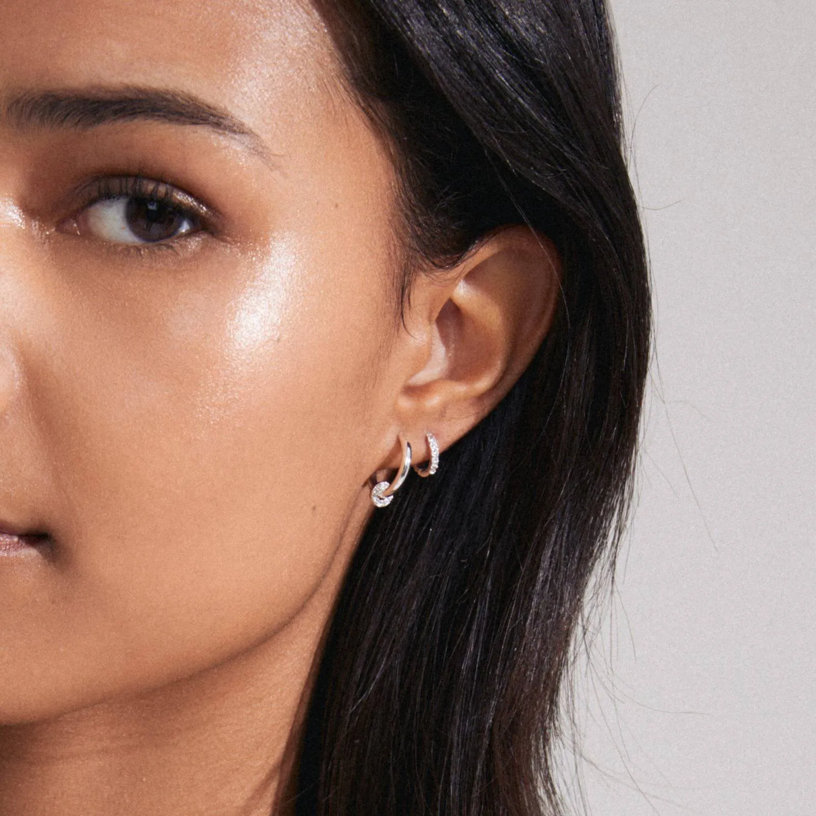 Pilgrim Scottie Silver Hoop Earrings Set