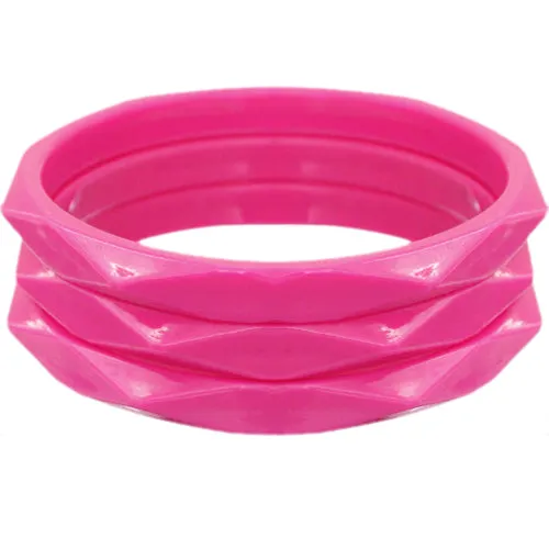 Pink 3-Piece Flat Design Stacked Bracelets