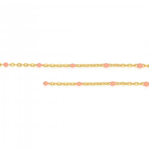 Pink Enamel Satellite Bracelet | 10k Yellow Gold