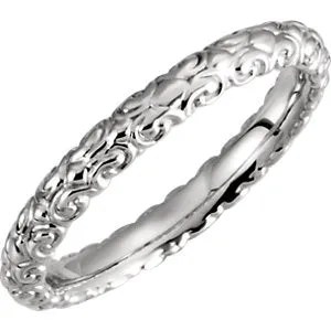 Platinum 2.9 mm Sculptural-Inspired Band Size 7.5