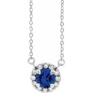 Platinum 6 mm Lab-Grown Blue Sapphire & 1/6 CTW Natural Diamond 16" Necklace