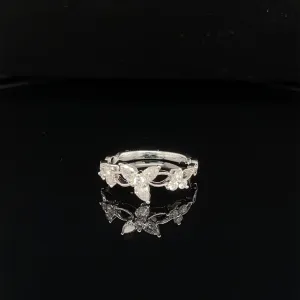 Poinsettia Diamond Cluster Textured Cluster Ring in 18k White Gold - (#208 - RGDIA470516)