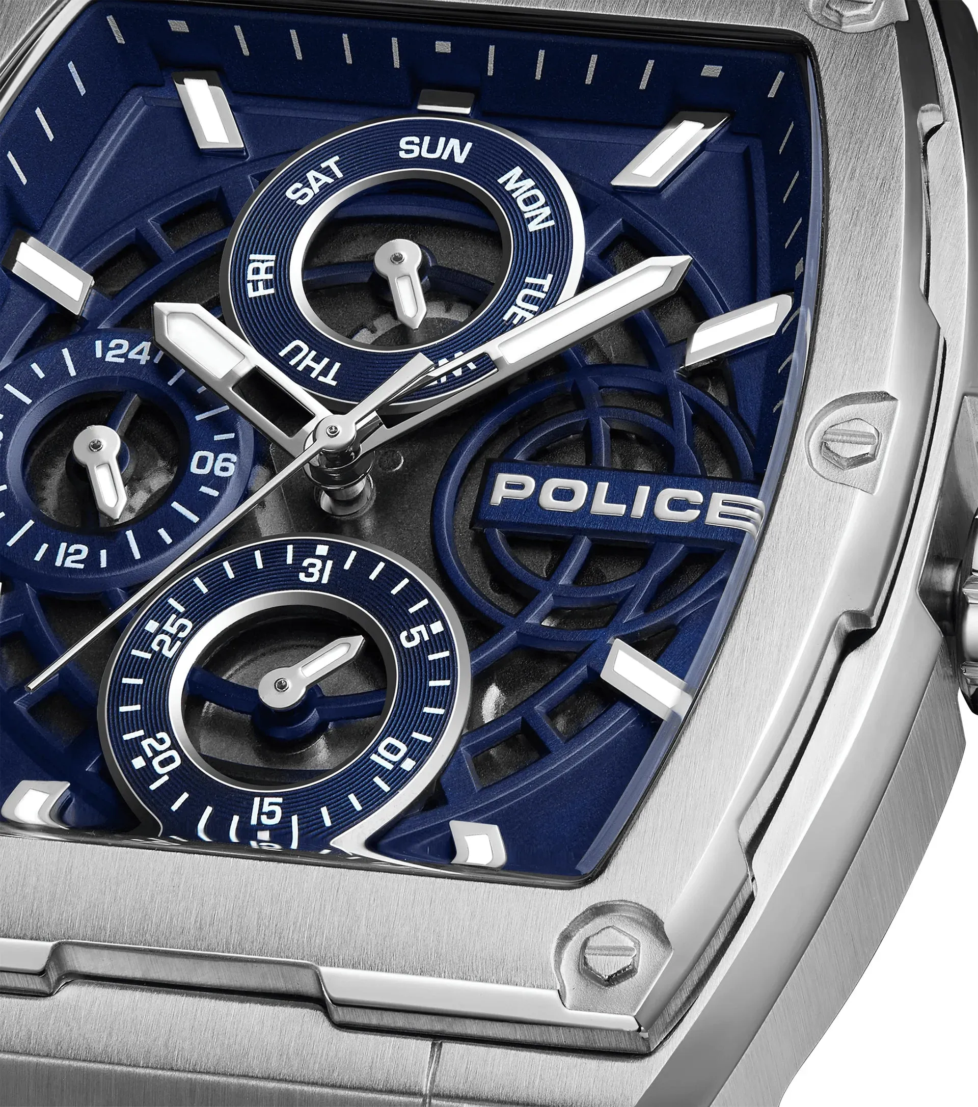 Police Creed Gents Blue Chronograph Silicone Watch