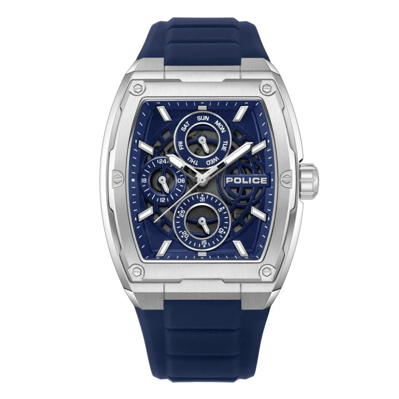 Police Creed Gents Blue Chronograph Silicone Watch