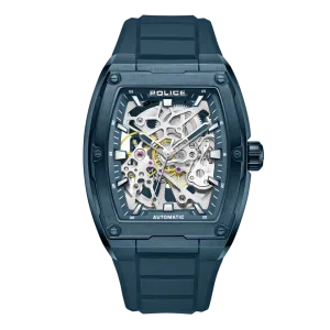 Police Skeletor Gents Automatic Blue Case Blue Silicone Strap Watch