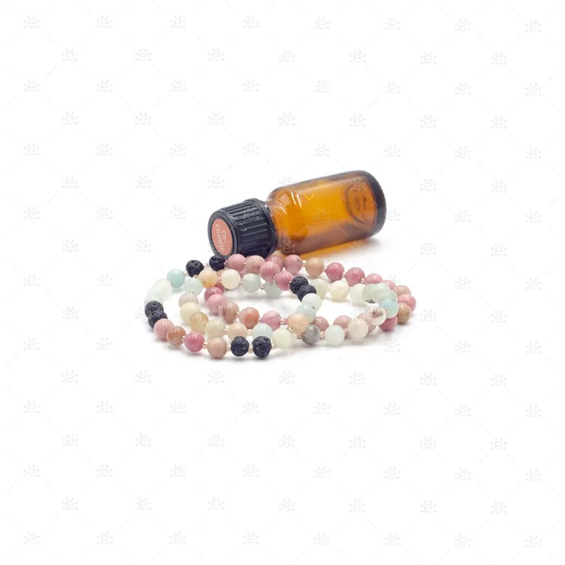 Poppy : Amazonite & Rhodochrosite Stacked Diffuser Bracelet