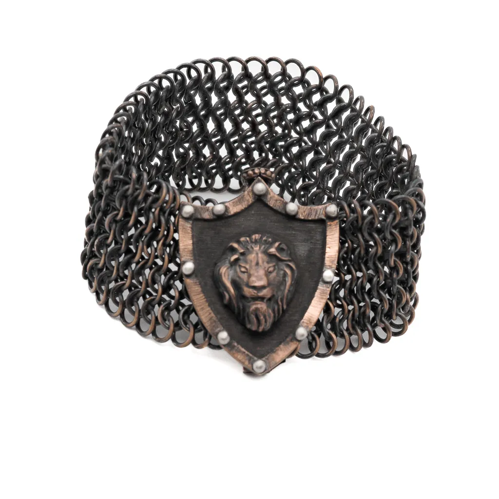 Powerful Lion Bronze Braided Unique Men's Bracelet
