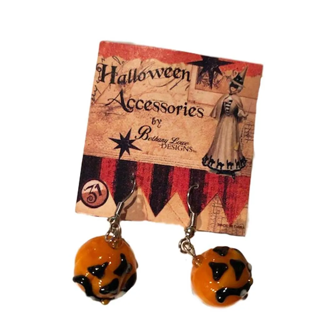 Pumpkin Venetian Glass Beads Earrings
