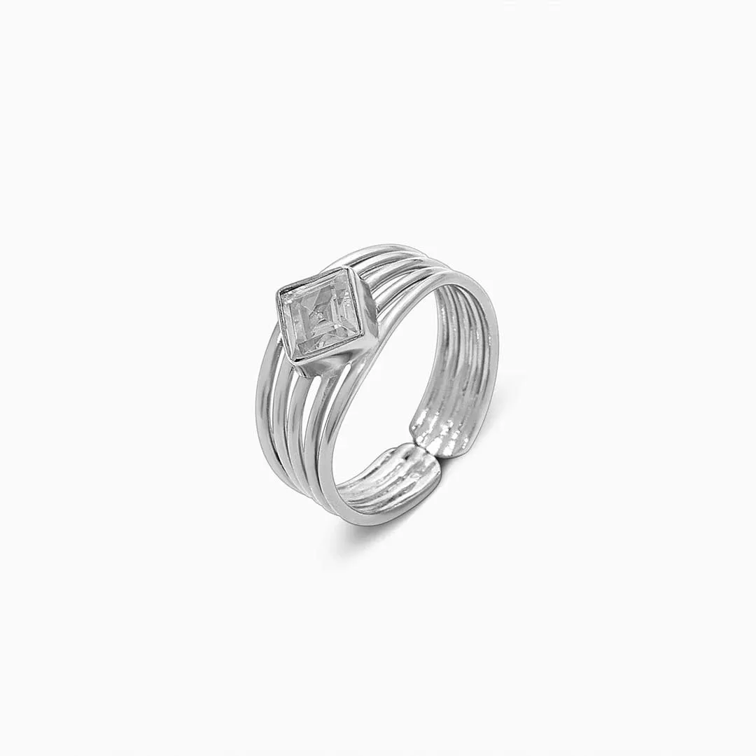 Pure Silver Ring - Glossy Finish With Rich CZ