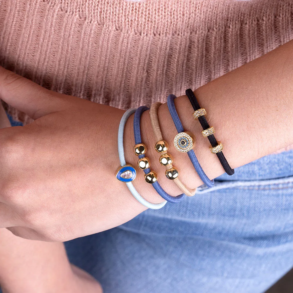 "All in One" Set of 5 Hair Ties & Bracelet Jewels