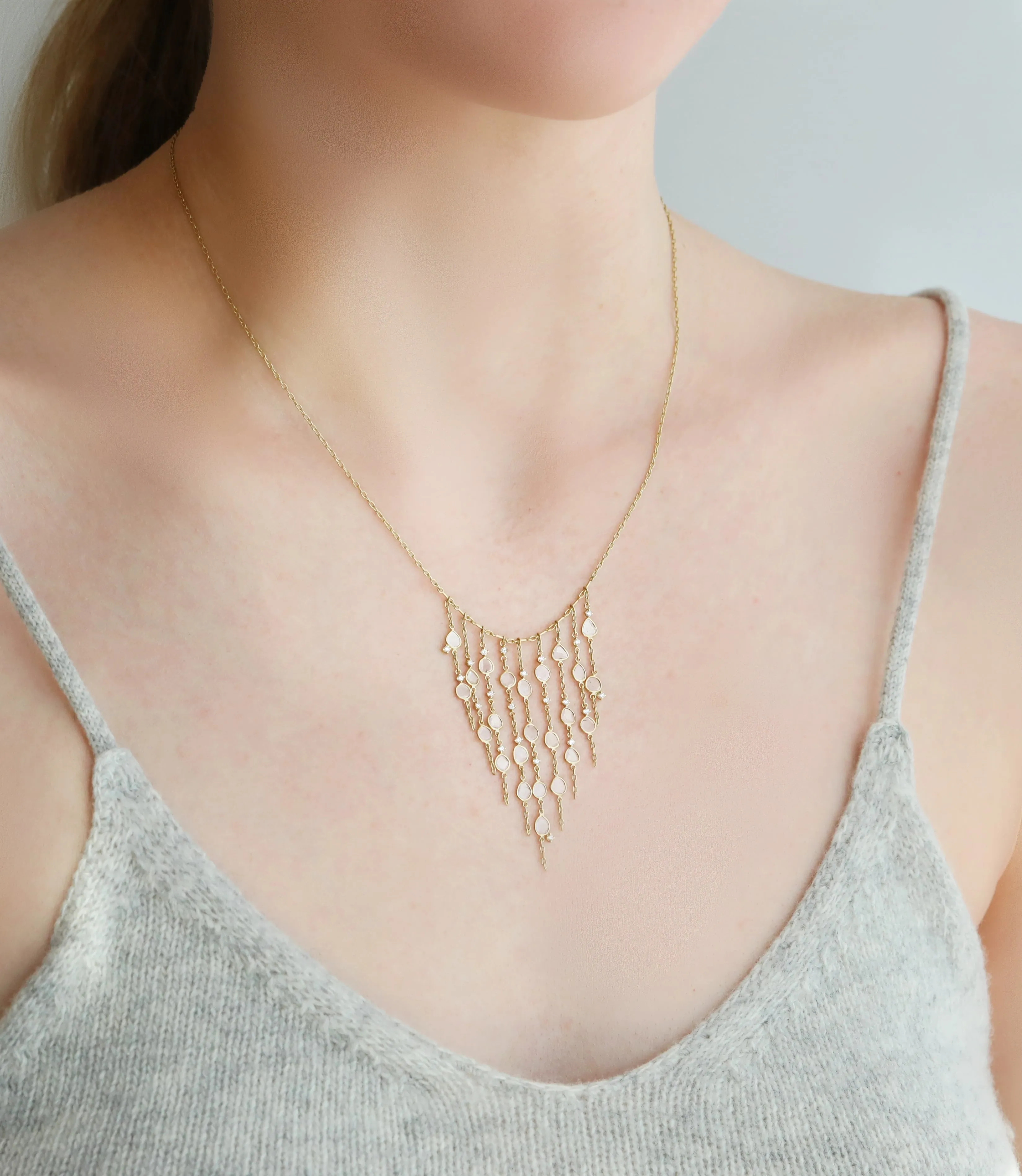 "Garland Curtain" Necklace with Polki Diamond Slices