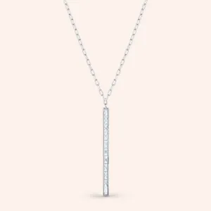 "Jade" 4.2CTW Bezel Set Baguette Bar Pendant Necklace