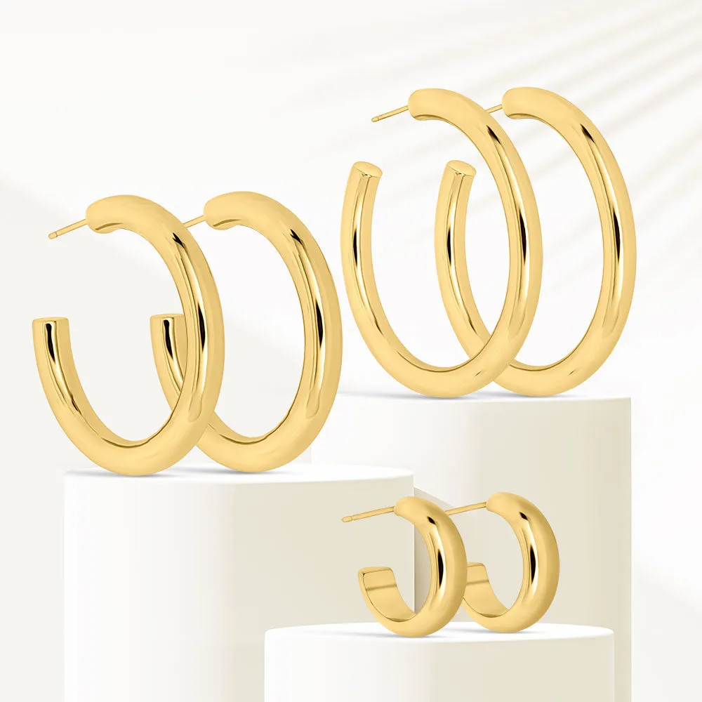 "The Solana Trio" Set of 3 High Polished Hoop Earrings
