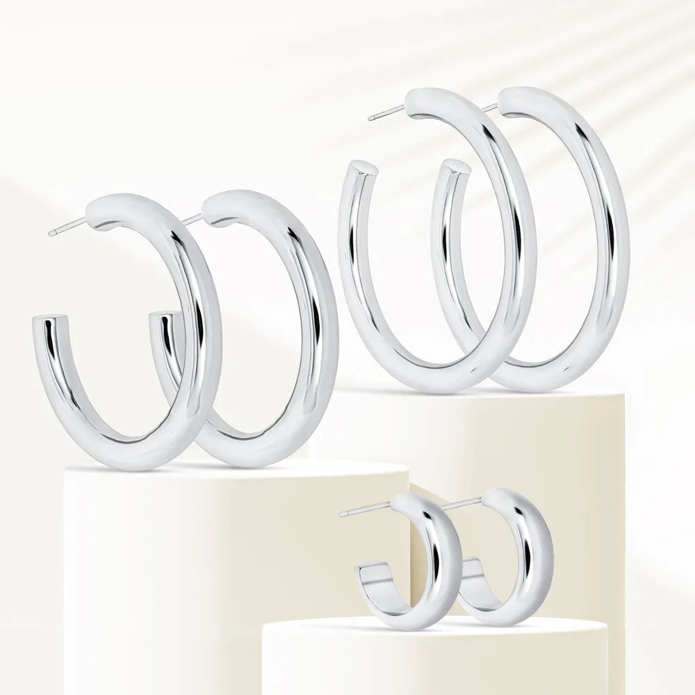 "The Solana Trio" Set of 3 High Polished Hoop Earrings