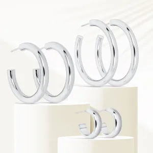 "The Solana Trio" Set of 3 High Polished Hoop Earrings