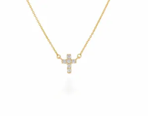 Rachel Reid 14k Mini Diamond Cross Necklace