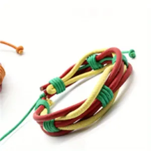 Rainbow Braided Multilayer Men's Bracelet Cowhide Ethnic Bracelet