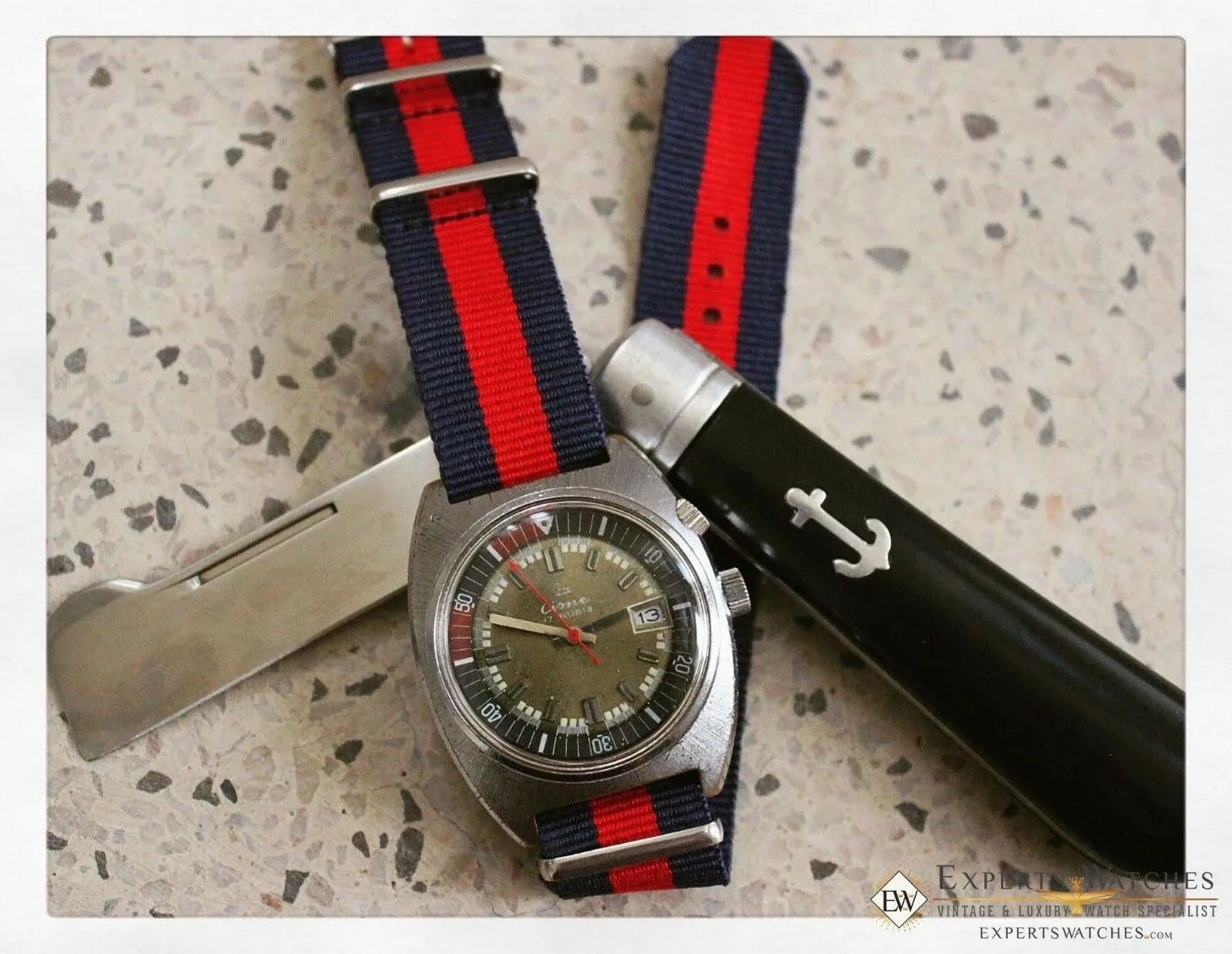 Rare Vintage Cisne Super Compressor Diving Diver Manual Watch 17 Jewel Date