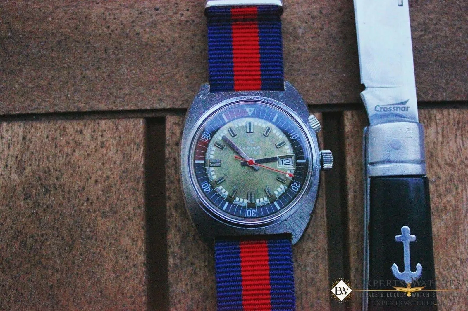 Rare Vintage Cisne Super Compressor Diving Diver Manual Watch 17 Jewel Date