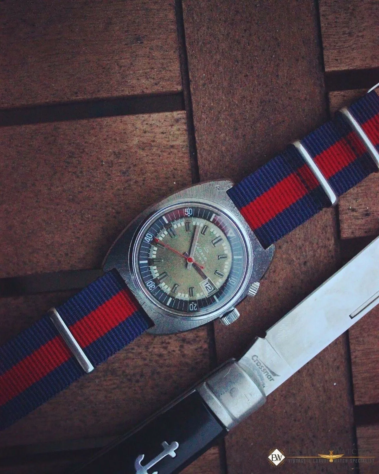 Rare Vintage Cisne Super Compressor Diving Diver Manual Watch 17 Jewel Date