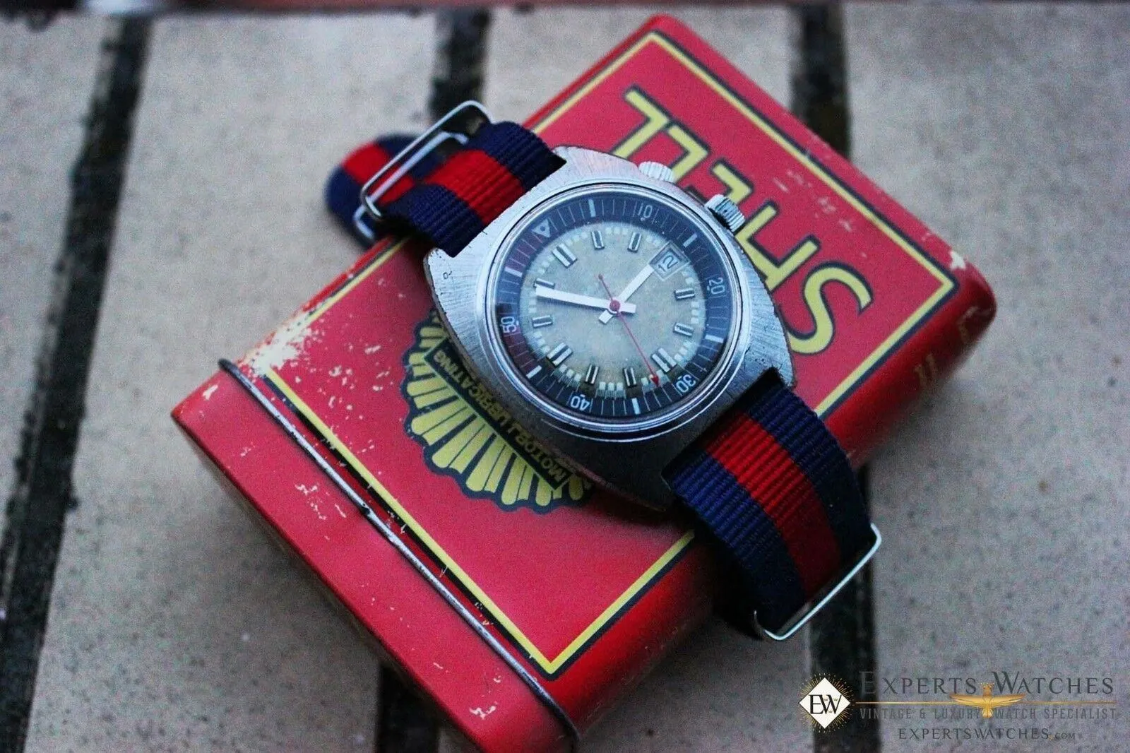 Rare Vintage Cisne Super Compressor Diving Diver Manual Watch 17 Jewel Date