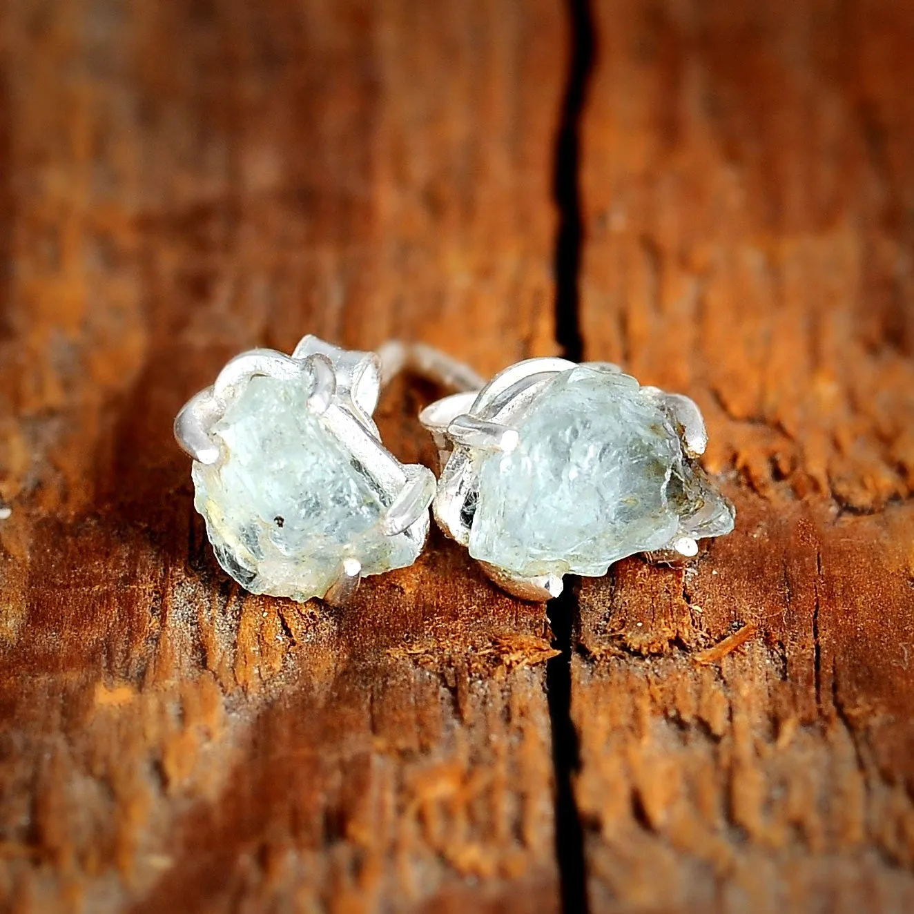 Raw Aquamarine Earrings