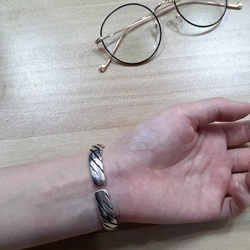 Real Solid 925 Sterling Silver Cuff Bracelet Bangle Braided Fashion Jewelry