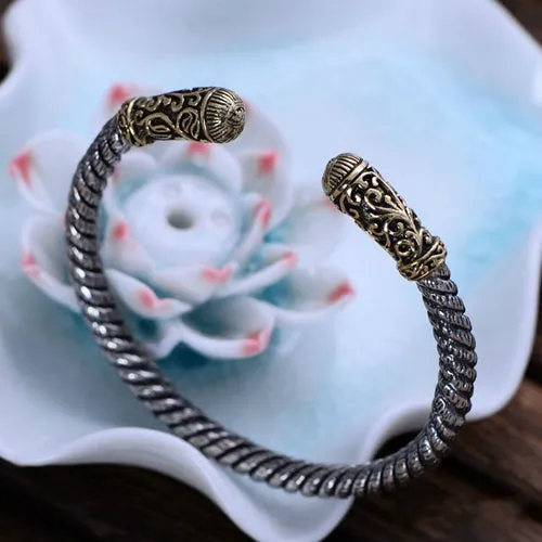 Real Solid 925 Sterling Silver Cuff Bracelet Bangle Thick Braided God's Eye Punk Jewelry