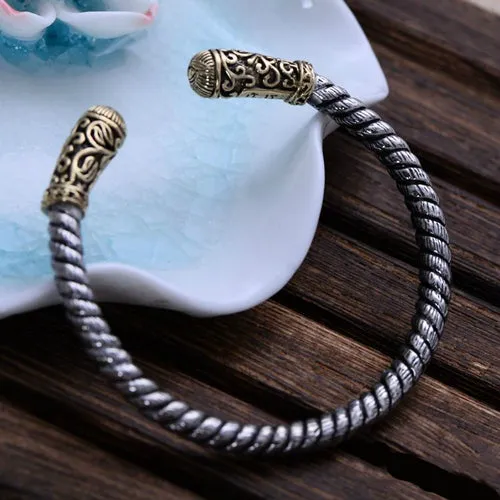 Real Solid 925 Sterling Silver Cuff Bracelet Bangle Thick Braided God's Eye Punk Jewelry