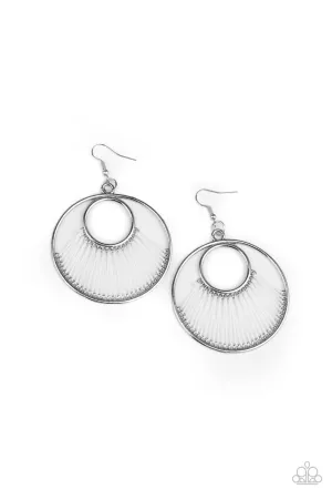 Really High-Strung White Paparazzi Earrings
