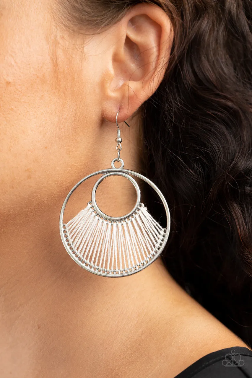 Really High-Strung White Paparazzi Earrings