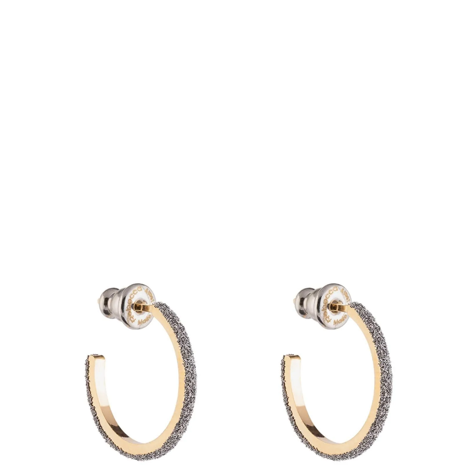 Rebecca Jolie Gold Black Diamond Powder Hoop Earrings